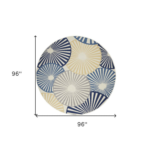 4' X 6' Blue and Ivory Geometric Power Loom Area Rug